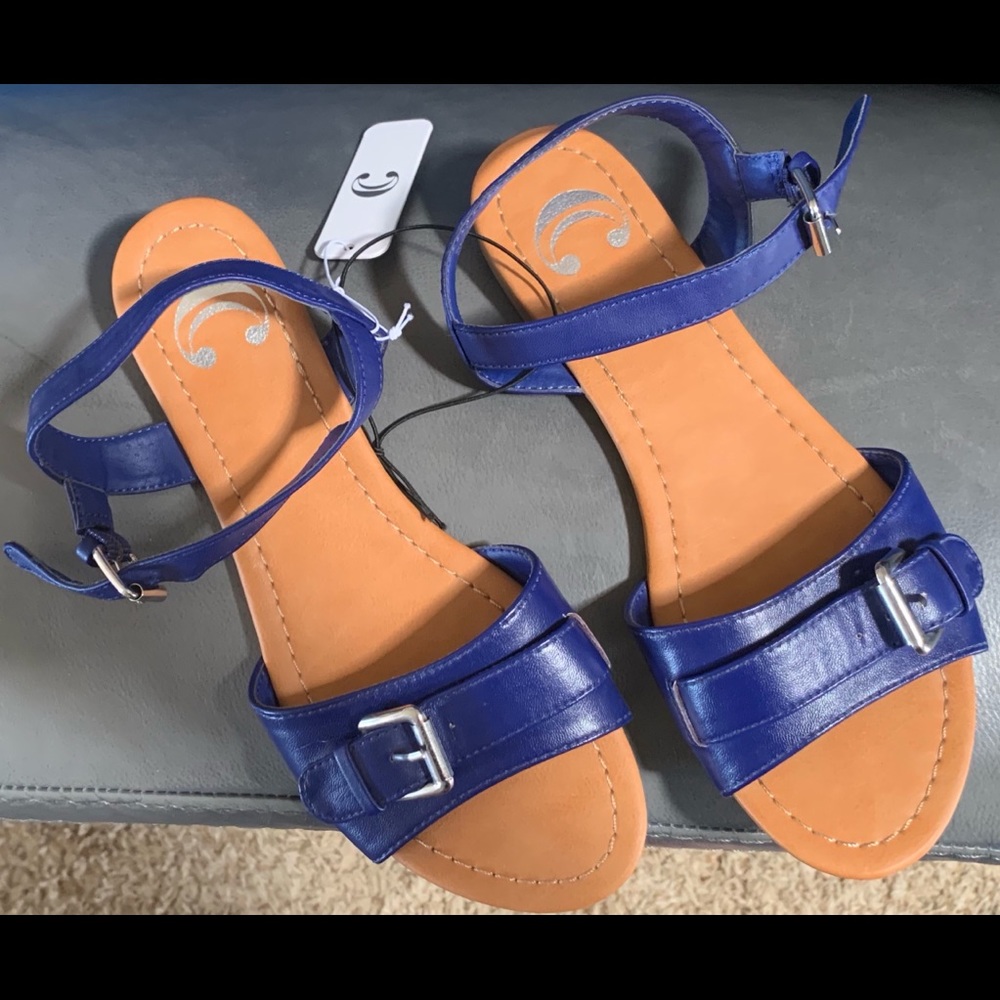 Charming Charlie Blue Buckle Sandals